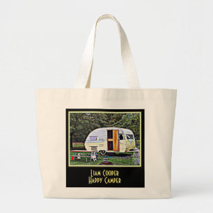 Vintage Camper Tote Jumbo Tygkasse