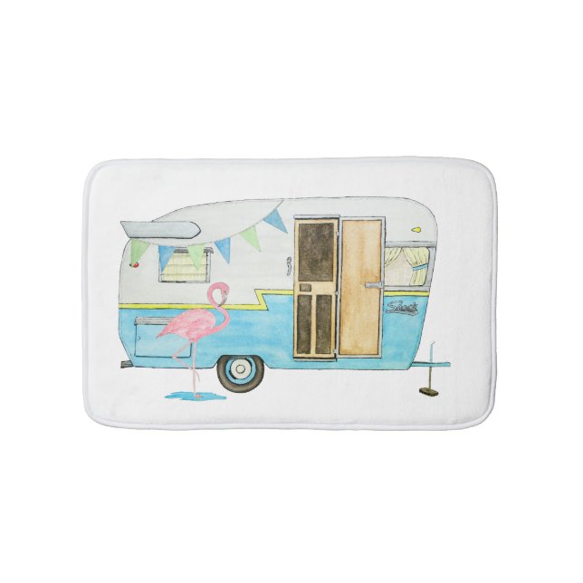Vintage Camper Trailer Bath Mat Badrumsmatta (Framsidan)
