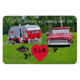 Vintage Camper Trailer och Lastbil Valentindagen Magnet