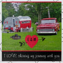 Vintage Camper Trailer och Lastbil Valentindagen