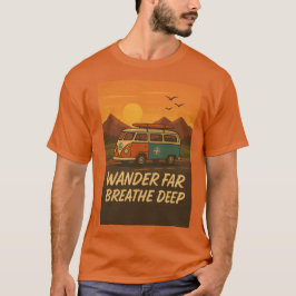 Vintage camper van med solnedgång och äventyr-cita t shirt