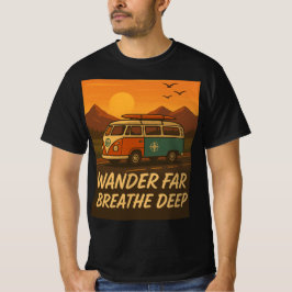 Vintage camper van med solnedgång och äventyr-cita t shirt