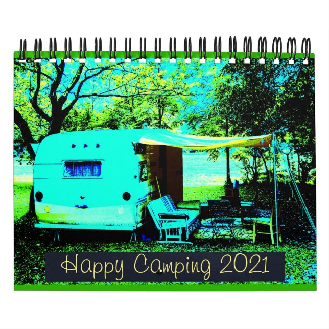 Vintage Campers Lycklig Camping 2021 Kalender (Omslag)