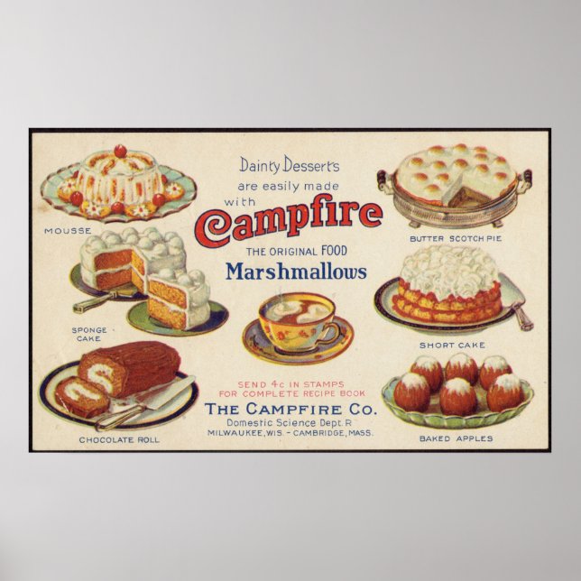 Vintage Campfire Marshmallow Food Advertisement Poster (Framsidan)