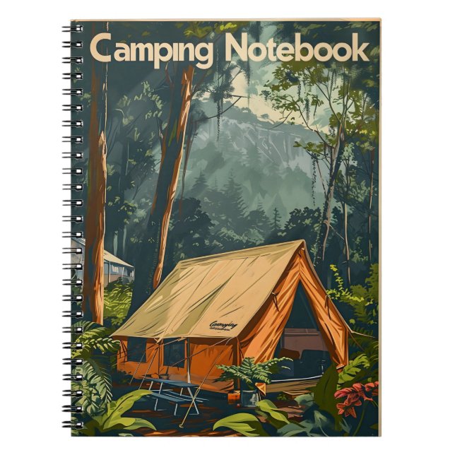 Vintage Camping in Jungle Anteckningsbok (Framsidan)