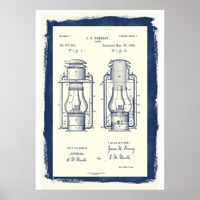 Vintage Camping Lantern Patent Poster (Framsidan)