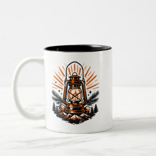 Vintage Camping Lykta Kaffe Mugg Retro Utomhus