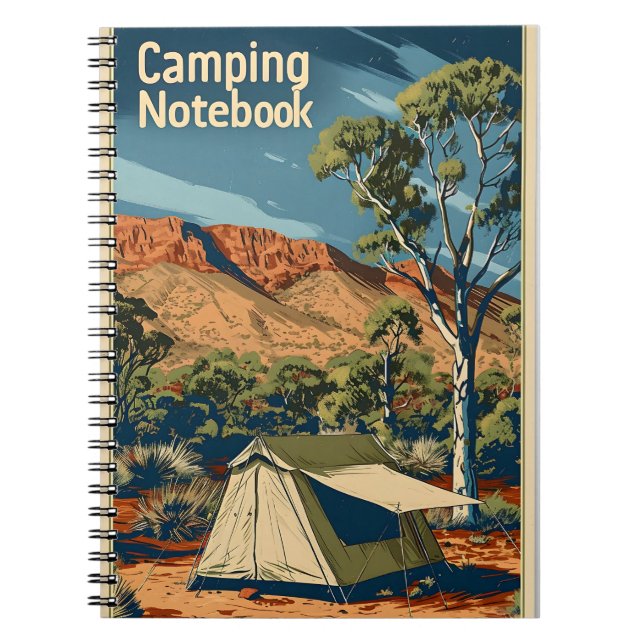 Vintage Camping Outback Australia Anteckningsbok (Framsidan)