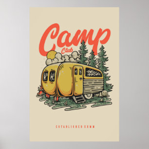 vintage camping poster skogen