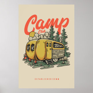 vintage camping poster skogen