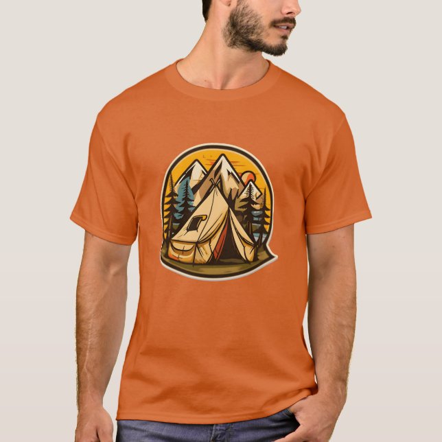 vintage camping tent vector boy t shirt (Framsida)