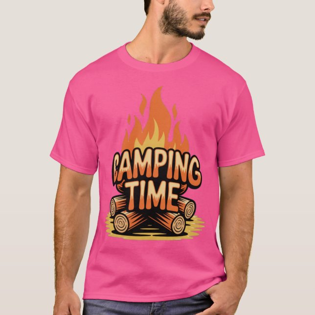 Vintage "Camping Time" Firewood T Shirt (Framsida)