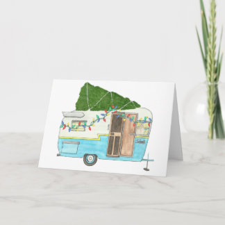 Vintage Camping Trailer-julkort Helgkort