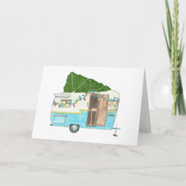 Vintage Camping Trailer-julkort Helgkort