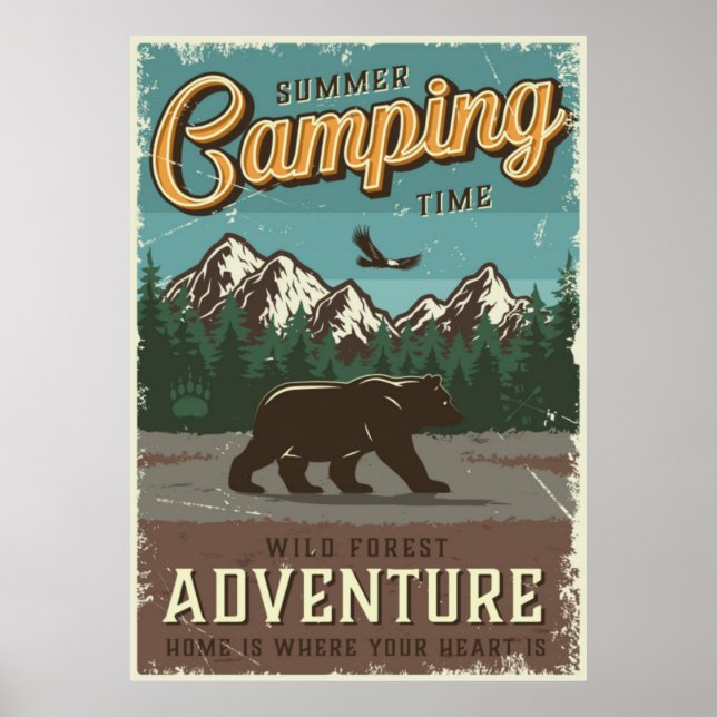 Vintage campingäventyr poster (Framsidan)