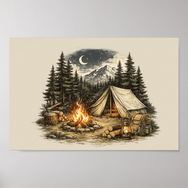 Vintage campingäventyr poster (Framsidan)