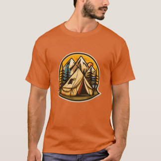 vintage campingtält vektor pojke t shirt