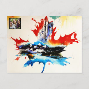 Vintage Canada Maple Löv Travel Kärlek Watercolor Helg Vykort