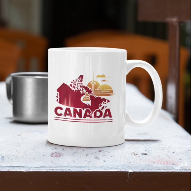 Vintage Canada Travel Land Karta Maple Löv Kaffemugg (Vintage Canada Travel Country Map Maple Leaf Coffee Mug)