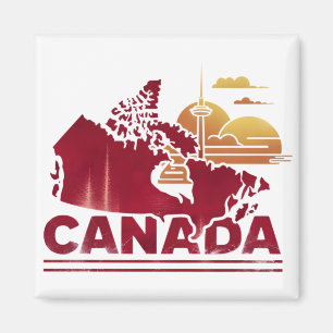 Vintage Canada Travel Land Karta Maple Löv Magnet