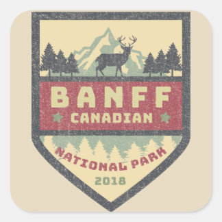 Vintage Canadian Banff National Park Stickers Fyrkantigt Klistermärke