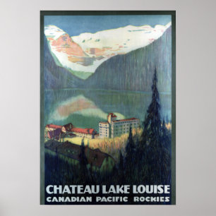 Vintage Canadian Rockies Sjö Louise Travel Poster