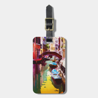 Vintage Canal Bridge Venice Travel Watercolor Bagagebricka