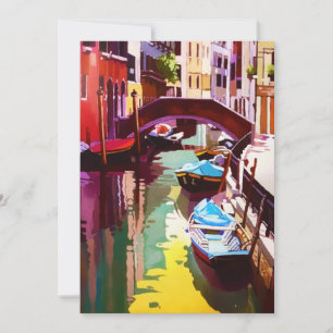 Vintage Canal Bridge Venice Travel Watercolor Julkort