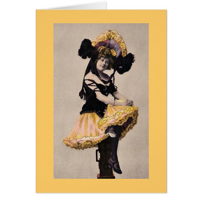 Vintage Cancan Kvinna Hälsningskort (Framsidan)