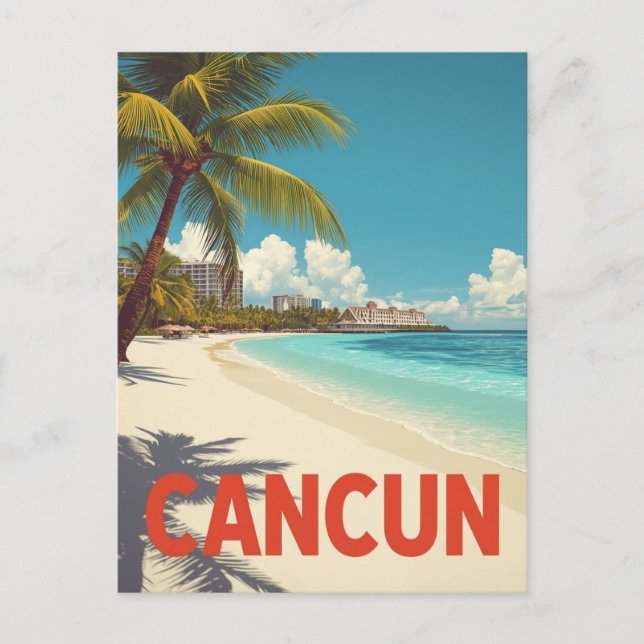 Vintage Cancun Mexico Beach Travel Vykort (Framsida)