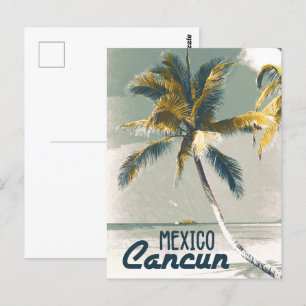 Vintage Cancun Mexiko Poster Art Travel Vykort
