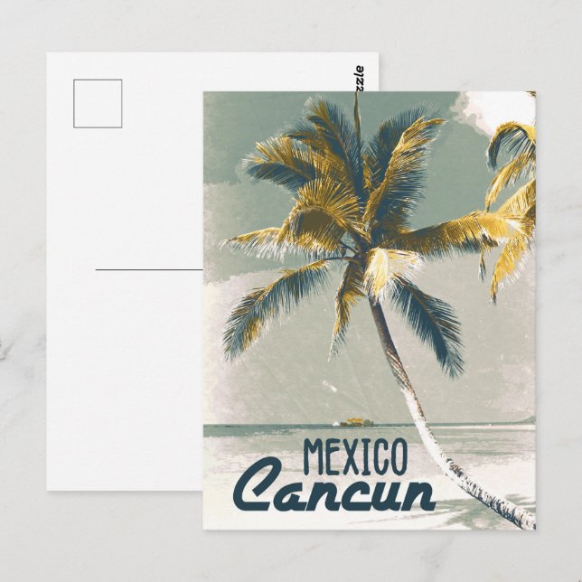 Vintage Cancun Mexiko Poster Art Travel Vykort (Fram/baksida)