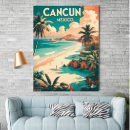 Vintage Cancun, Mexiko - Retro Travel Poster