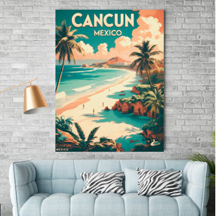 Vintage Cancun, Mexiko - Retro Travel Poster