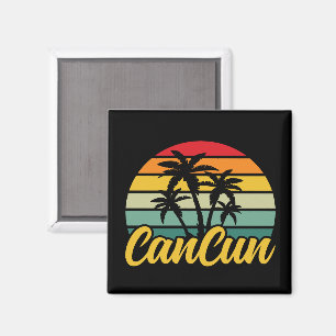 Vintage Cancun Mexiko Solnedgång Resa Semester Magnet