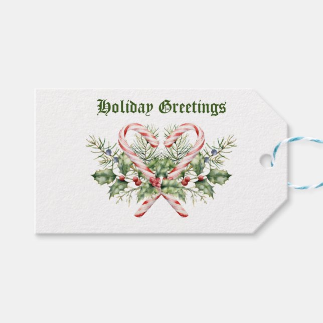 Vintage Candy cane Helgdag Large Gift Bag Presentetikett (Framsidan (Horisontell))