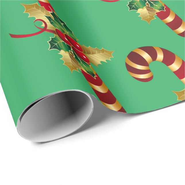 Vintage Candy cane jul Presentpapper (Rullad Hörn)
