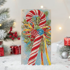 Vintage Candy cane-julen Anpassningsbar Julkort