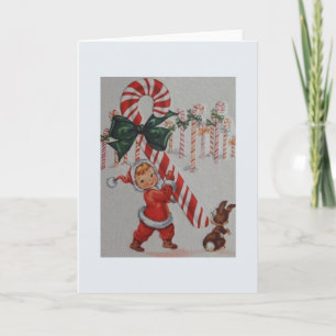 Vintage Candy cane julkort Helgkort