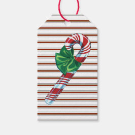 Vintage Candy cane med Grönt BowGift-Märkre Presentetikett