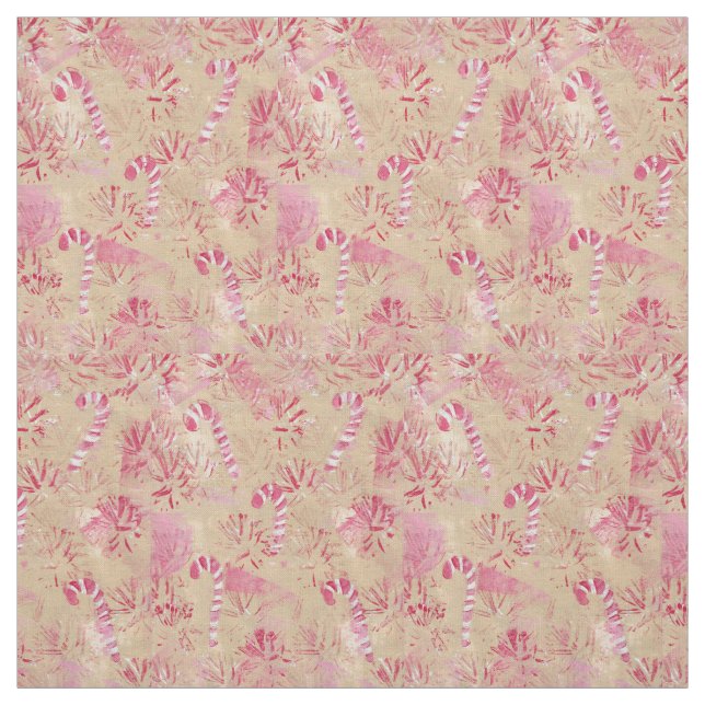 Vintage Candy cane Mönster Fabric Tyg (Provkarta)