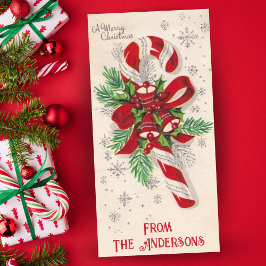 Vintage Candy cane och Klockor Anpassningsbar jul Julkort