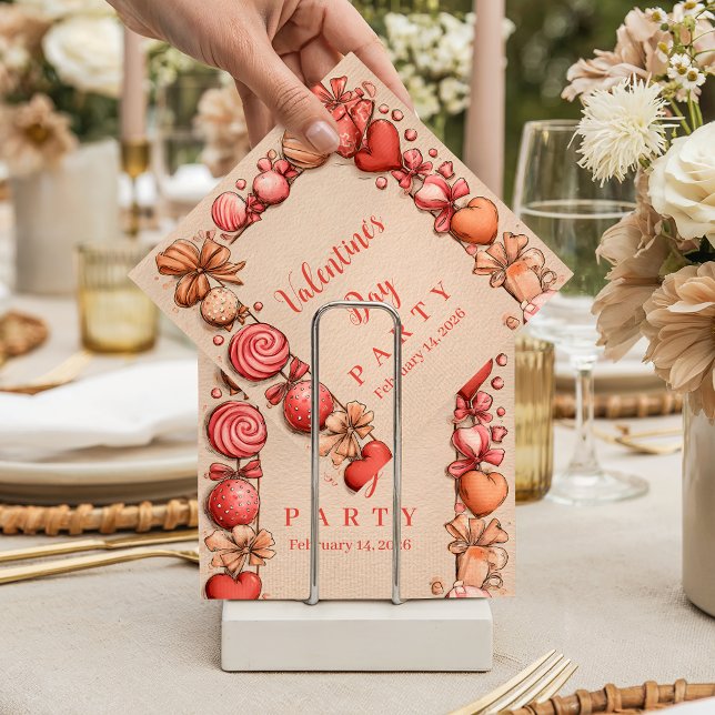 Vintage Candy Hearts Valentine Party Pappersservett (Skapare uppladdad)