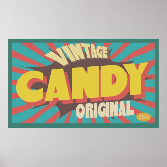 Vintage Candy poster roligt för konstretro (Framsidan)