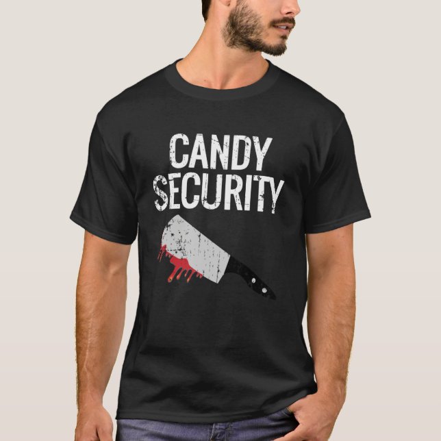 Vintage Candy Security Halloween Knivar T Shirt (Framsida)