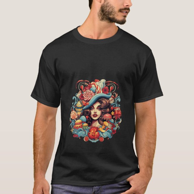 vintage Candy Sweets Confectionery Gummy Chocolate T Shirt (Framsida)