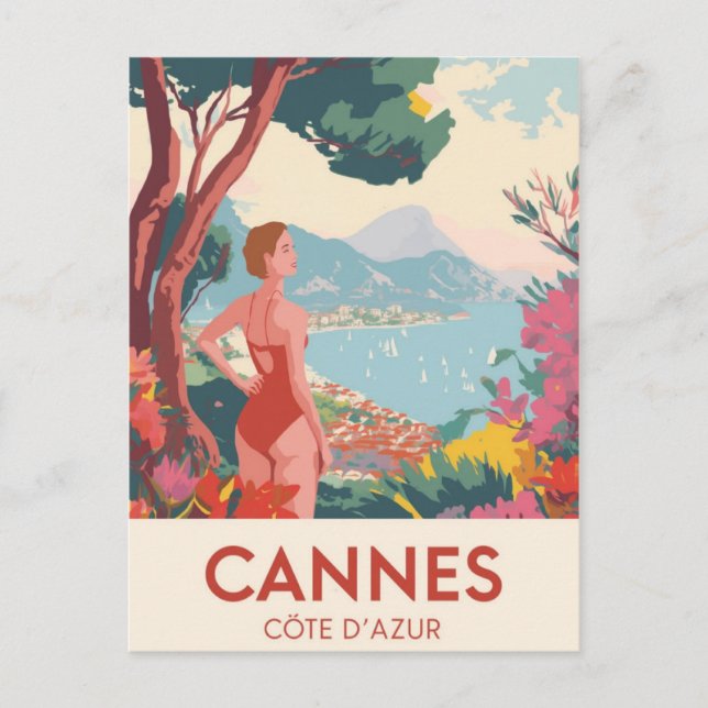 Vintage Cannes Côte d'Azur Travel Vykort (Framsida)