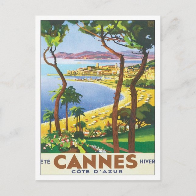Vintage Cannes Cote D'azur Vykort (Framsida)