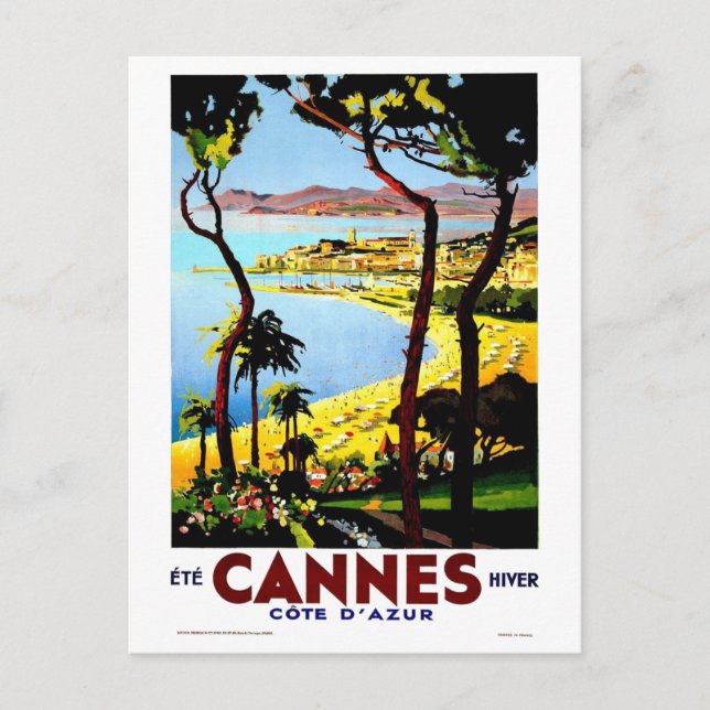 Vintage Cannes Frankrike Winter Travel Vykort (Framsida)