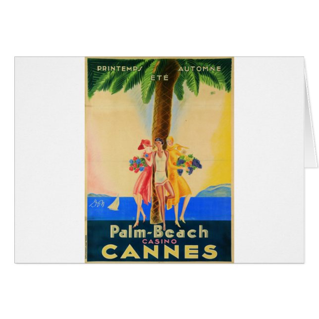 Vintage Cannes Fransk Travel Hälsningskort (Framsidan Horizontal)